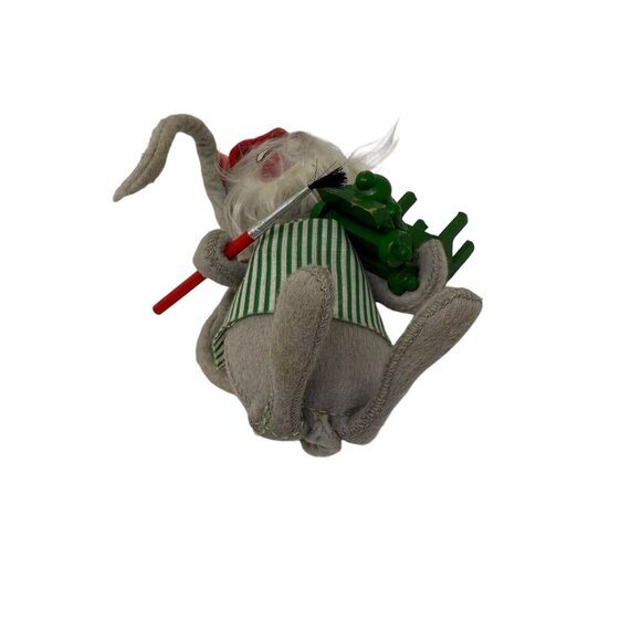 Annalee Vintage Christmas Mouse Artist Elf Figurine Green Train Workshop 1992 - Picture 5 of 9